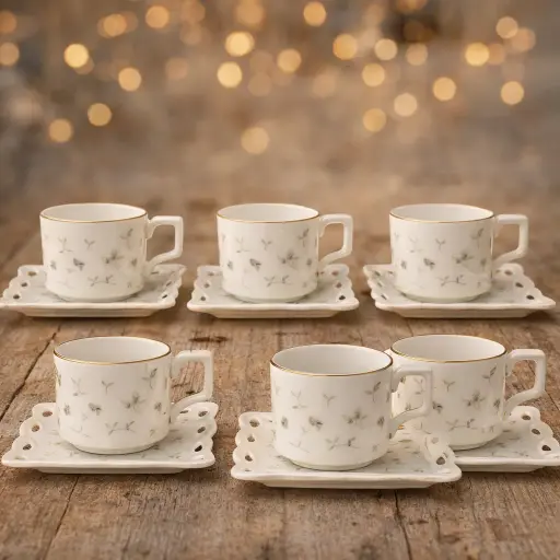 [TT-1397T] طقم قهوه 6 ق بورسلين ( عبوة 20)