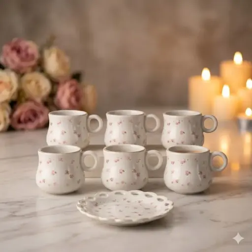 [TT-1397U] طقم قهوه 6 ق بورسلين ( عبوة 20)