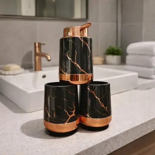 [AD-98] طقم حمام بيلاستيك 3 ق رخامي*48