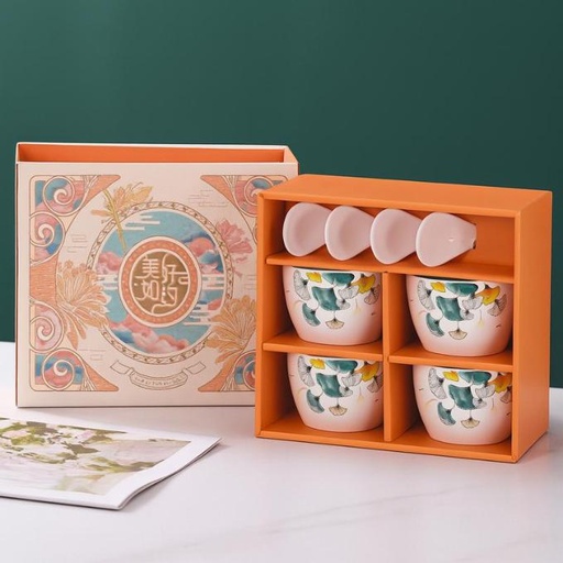 [TT-1515] طقم 4 بوله و 4 معلقه بورسلين [عبوة 20 ]