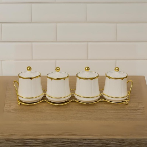 [QQ-970] طقم توابل ورد بورسلين 4 ق وسط [عبوة 10 ]