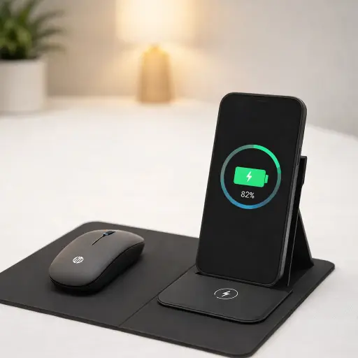 [T-835] شاحن ويرليس و استاند موبيل و موس باد  [عبوة 50]