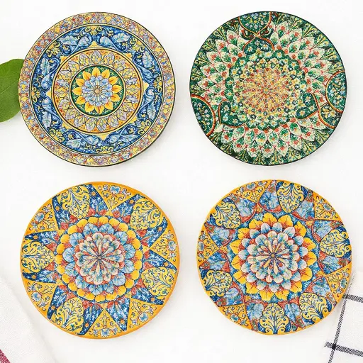 [WA-2013] طبق اندلسي بورسلين26.5*26.5*3 سم [ عبوة 31 ]