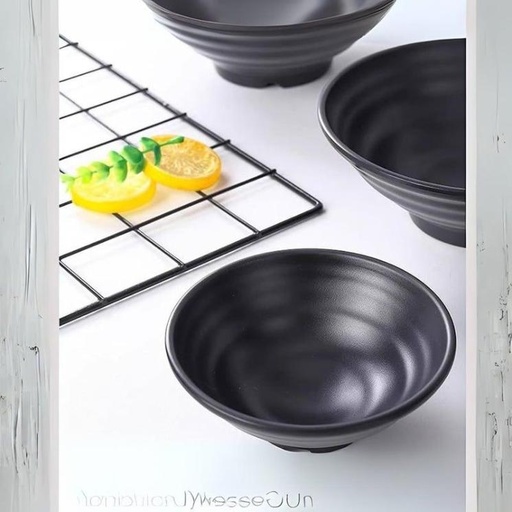 [NN-86] طبق ميلامين غويط اسود 20 سم مقاوم للكسر [ عبوة 72]