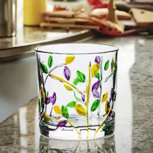 [GG-2161-A] طقم أكواب زجاج 6 ق رسم يدوي [ عبوه 12 ]