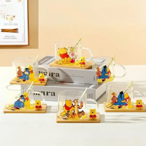 [GG-412-D] كوب زجاج بالقاعده خشب بوو [ عبوه 80 ]