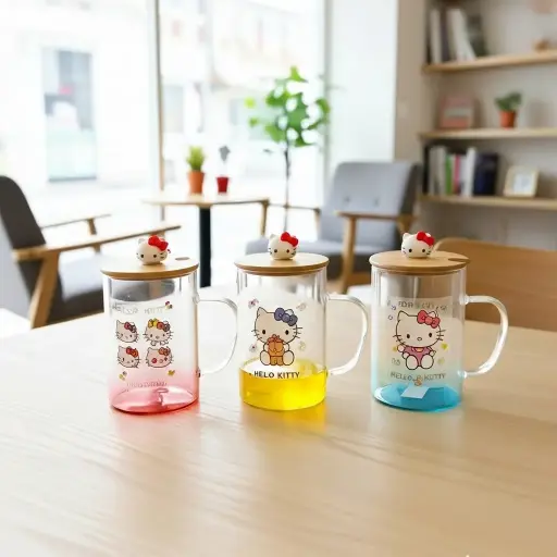 [GG-427-A] كوب زجاج كيتي [ عبوه 60 ]