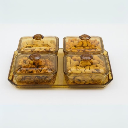 [SA-832] طقم تسالي زجاج 4 قطع [ عبوة 16 ]