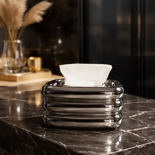 [SA-712] علبه مناديل فضي [ عبوة 24 ]