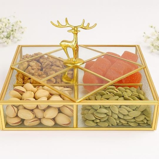 [SA-542S] علبه تسالي متقسمه مربعه شفاف وسط [ عبوة 12 ]