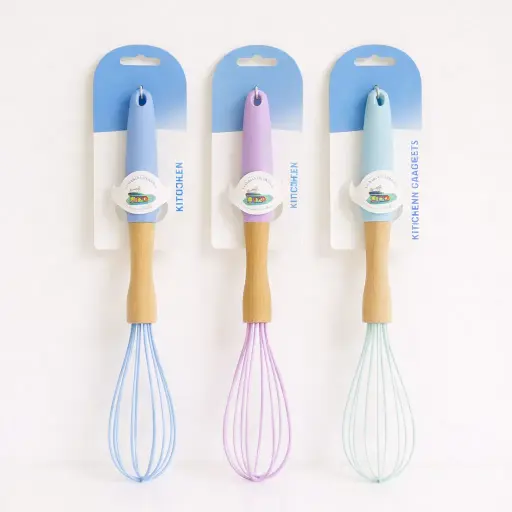 [ZZ-154] مضرب بيض سيليكون  يد خشب سيليكون * 360