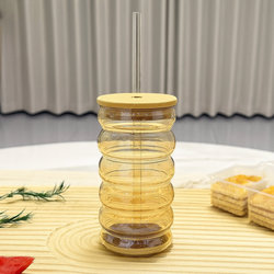 [GG-1943] مج زجاج شاليموه عسلى  [ عبوة 100 ]