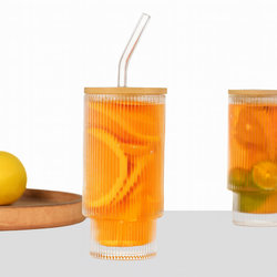 [GG-2652] كوب زجاج بشاليمو مخخط [ عبوة 98 ]