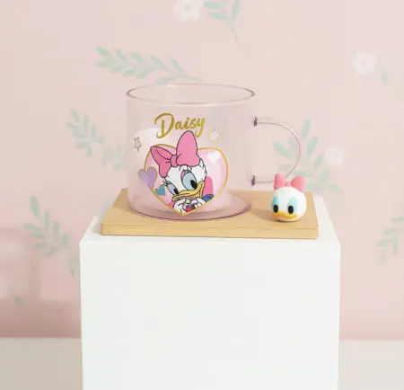 [GG-412B] كوب زجاج بالقاعده خشب ديذني [ عبوة 80 ]