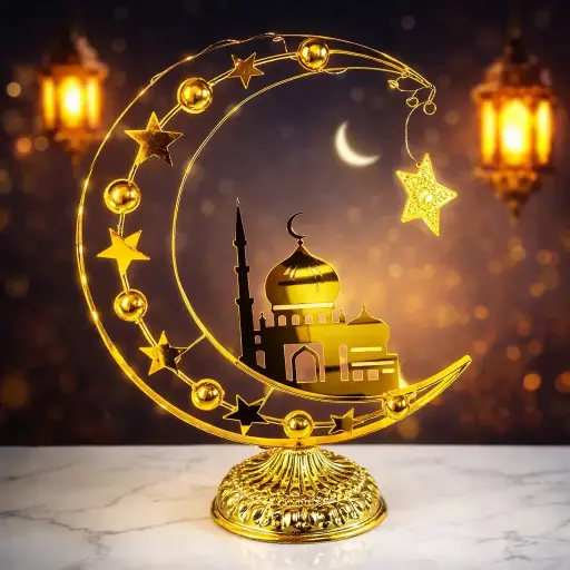 [EL-1187] ديكور هلال مضئ وسط [ عبوة 24 ]