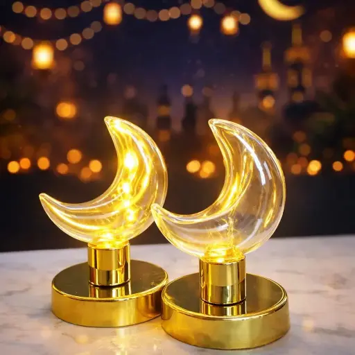 [EL-1249]  [ عبوة 34 ]هلال ليد بطبق دهبي 