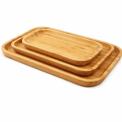 [WW-621] صينية خشب 3*1 مستطيل [ عبوة 12 ]