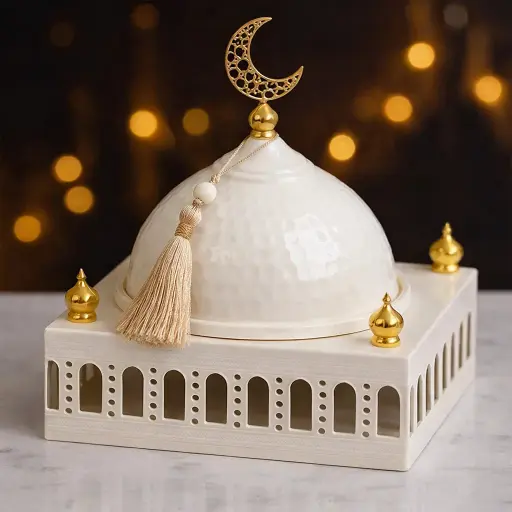 [DD-1340] ديكور طبق ماذنه ابيض وسط [ عبوة 24 ]