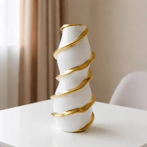 [E-781] فازة حلزونى ابيض فى ذهبى ك [ عبوة 24 ]