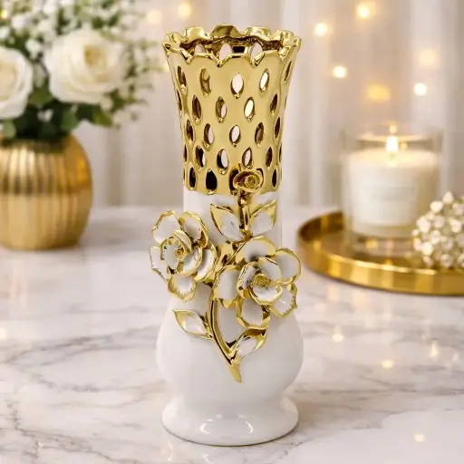 [E-784] فازة ورد بارز وسط [ عبوة 36 ]