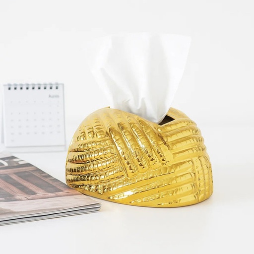 [WA-1133] علبة مناديل ضفيرة ذهبي [ عبوة 24 ]