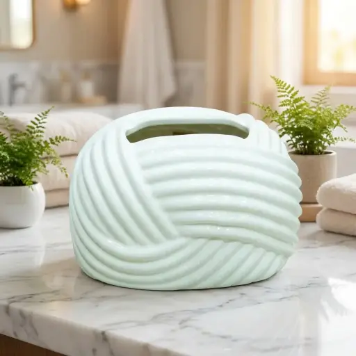 [WA-1134] علبة مناديل ضفيرة ابيض [ عبوة 24 ]