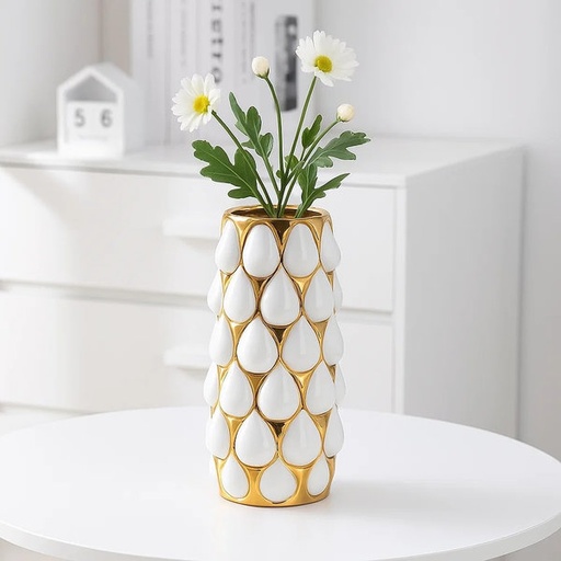 [WA-1138] فازة بابيليز ذهبي-ابيض كبيرة [ عبوة 36 ]