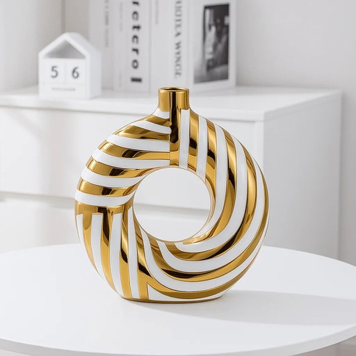 [WA-1142] فاظه دونات ذهبي-ابيض كبير [ عبوة 36 ]