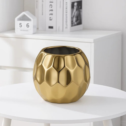 [WA-1147] فازة مدوره ذهبي وسط [ عبوة 48 ]