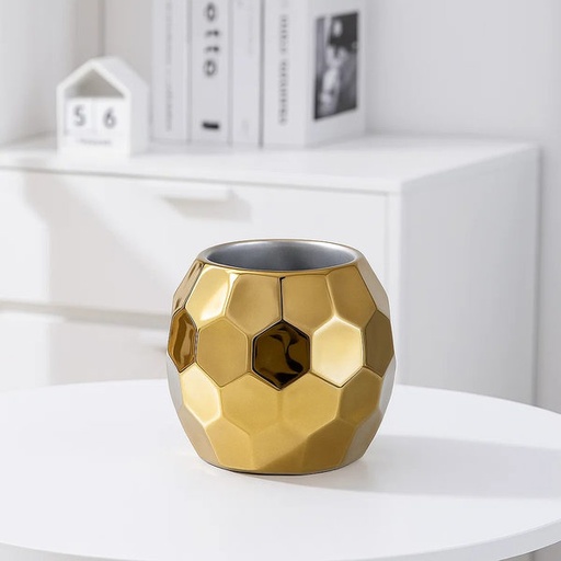 [WA-1148] فازة مدوره ذهبي كبير [ عبوة 32]