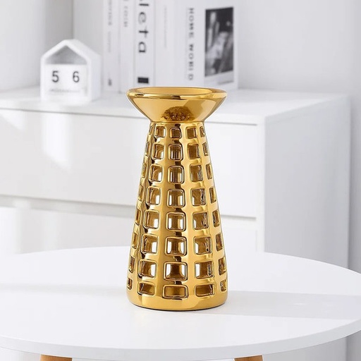 [WA-1156] شمعدان مدور ذهبي شبك ص [ عبوة 24 ]