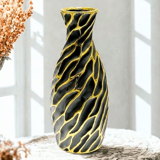 [WA-1176] فازة مموج اسود فى جولد [ عبوة 30 ]