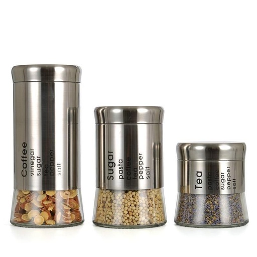 [QQ-548] طقم برطمان 3 قطع مقاسات فضي*18