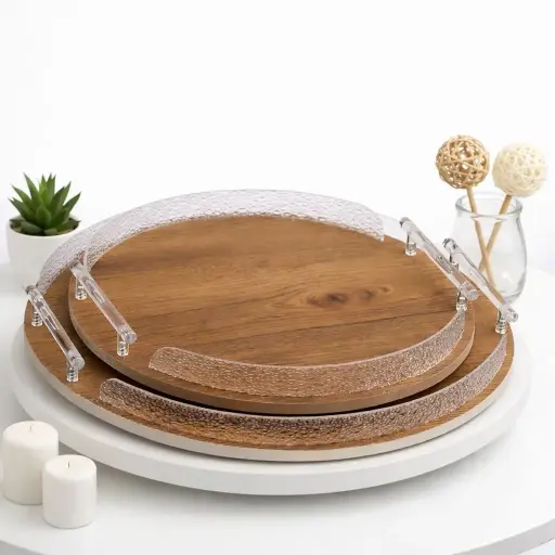 [MS-2]  صنية خشب اكليرك2ق دايرة عبوة(10)