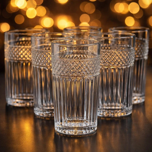 [AD-66] طقم 6 اكواب كرستال طويل منقوش[عبوه 8]