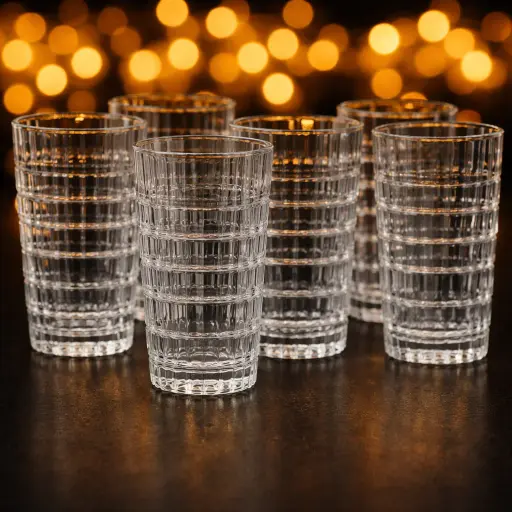 [AD-72] طقم 6 اكواب كرستال طويل  مضلع[عبوه 8]