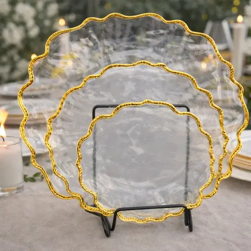 [TEM-716] طقم طبق 3*1 حرف ذهبي ( عبوه 12 )