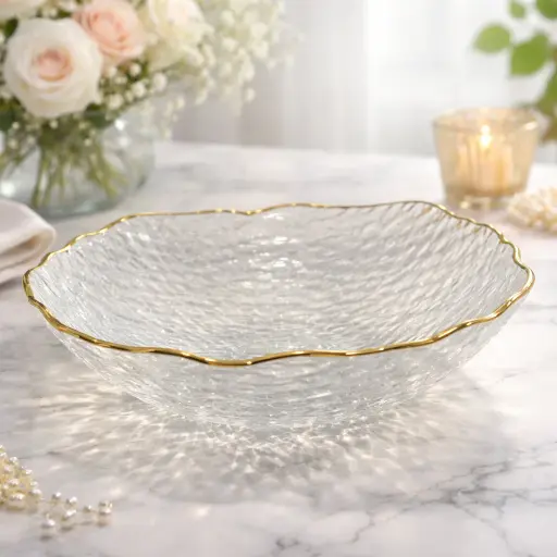 [TEM-790] طبق مضلع حرف ذهبي ( عبوه 12 )