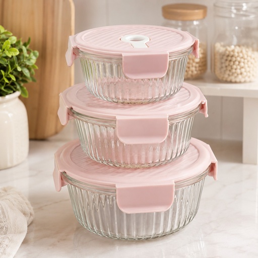 [PP-127] طقم ثلاجة 3*1 مدور زجاج [ عبوة 12 ]