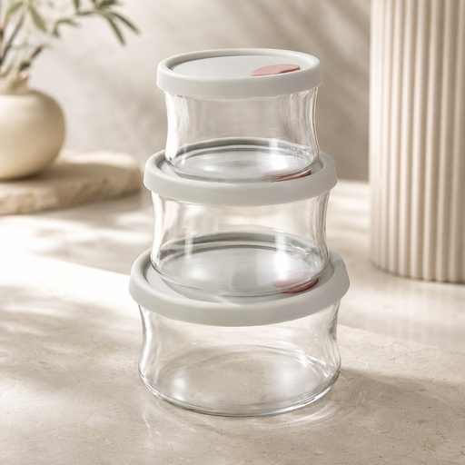 [PP-372] علب ثلاجة 3*1 غطا سيليكون [ عبوة 12 ]